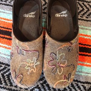 Dansko wool floral clogs